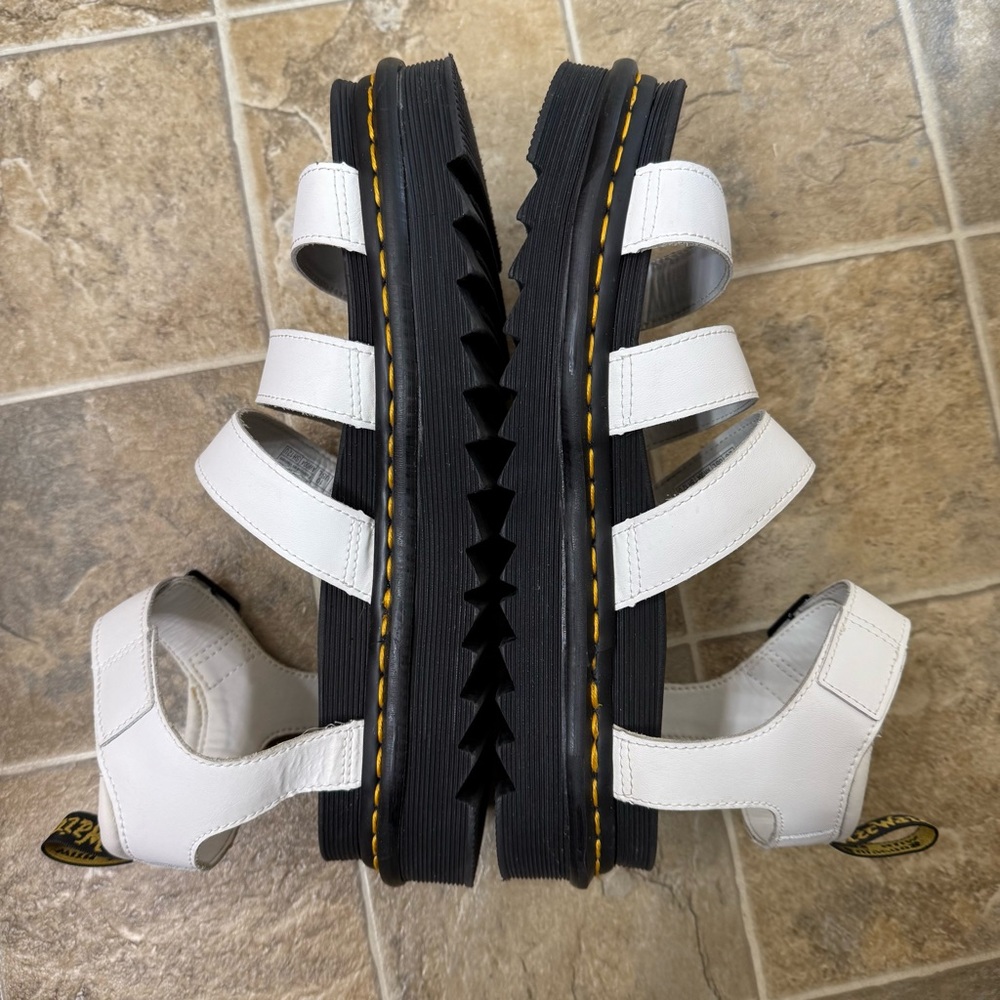 Dr. Martens White and Black Platform Strappy Sandals - Picture 6 of 13